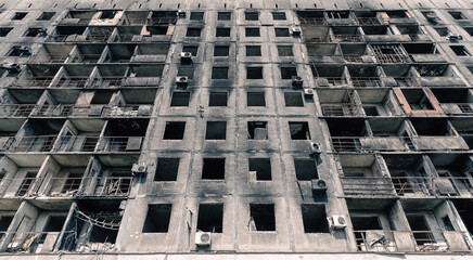 destroyed building in a city lost in the war in Ukraine