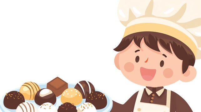 chef holding chocolates, sweets, treats clip art preview