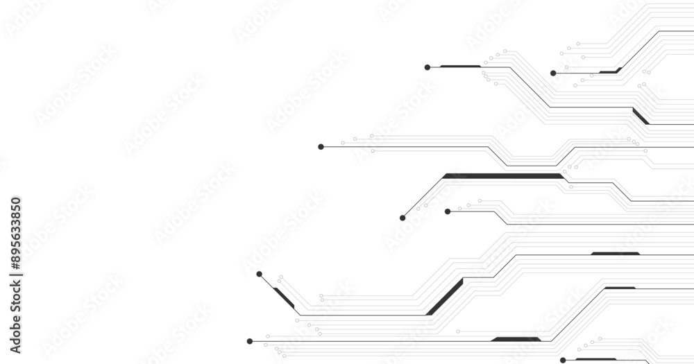 Poster Technology digital circuit board background. Technology black circuit diagram.High-tech connection system on a white background.	