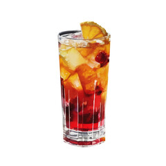 Iced tea with a slice of lemon on a transparent background cutout, PNG file. PNG element. Suitable for artwork design.