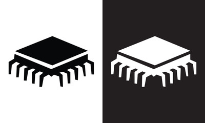 Processor chip vector icon for for graphic design, mobile app, ui,  logo, web site, social media, vector illustration.   isolated on white and black background. EPS 10