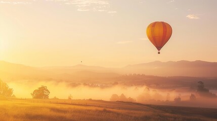 Fototapeta premium Vibrant Hot Air Balloon Soaring in the Sky