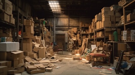 Obraz premium Cluttered Warehouse Interior