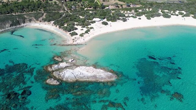 Scoglio Di Peppino, (Peppino's Rock) from the drone of Costa Rei,  Muravera, Sardinia