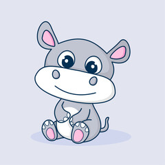 cute hippo cartoon vector icon illustration. animal nature icon concept isolated