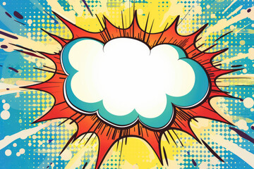 Clear empty boom comic speech bubble Pop Art Style. Colored comic text bubble