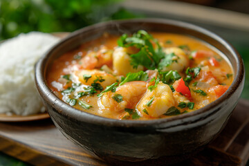 Authentic Brazilian Moqueca: Coconut Milk Fish and Shrimp Stew with Fresh Cilantro