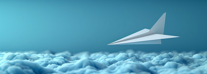 Naklejka premium Paper airplane on a blue background