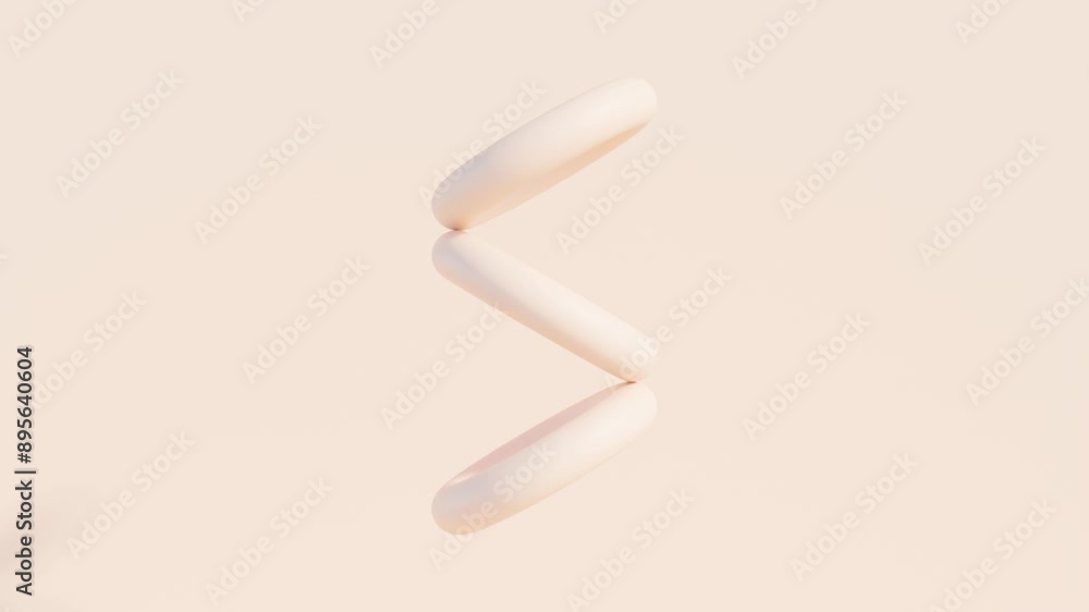 Aufkleber abstract 3d animation of peach-colored torus shapes for modern geometric design and dynamic motion g