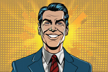 happy businessman. Pop art retro comic book style 