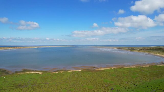 Island of Sylt - Lister Ellenbogen - fantastic rising panoramic aerial view of the bay