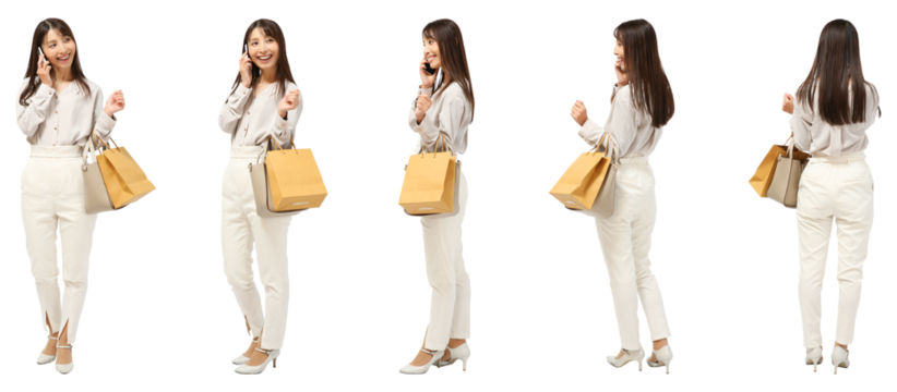 女性　人物切り抜き5アングル