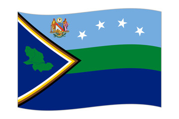 Waving flag of Delta Amacuro State, administrative division of Venezuela. Vector illustration.