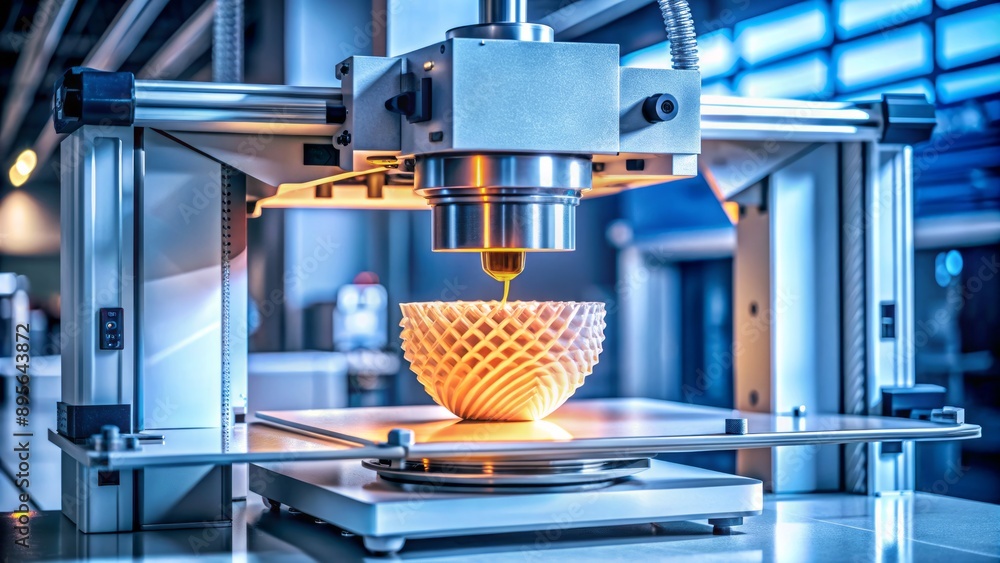 Poster advanced industrial 3d printing machine meticulously crafts precise prototype object with laser tech