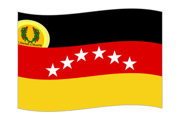 Waving flag of Miranda State, administrative division of Venezuela. Vector illustration.