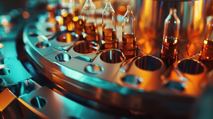 A close-up of a lab centrifuge with tubes spinning rapidly inside.