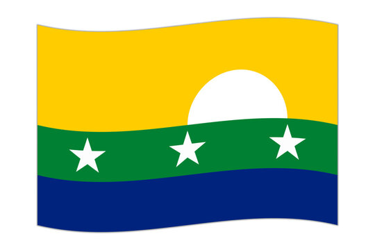 Waving flag of Nueva Esparta State, administrative division of Venezuela. Vector illustration.
