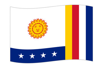 Waving flag of Vargas State, administrative division of Venezuela. Vector illustration.