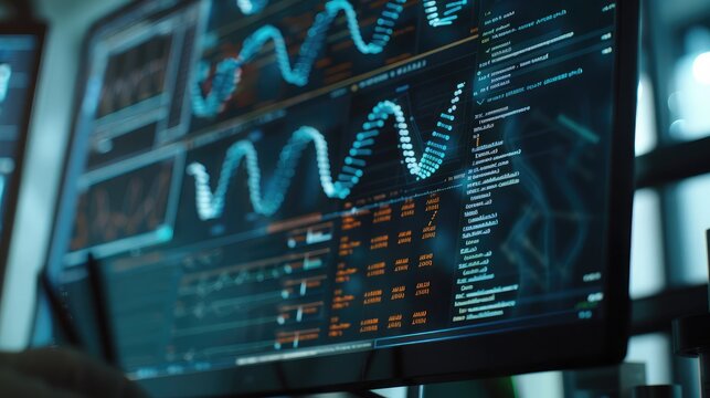 A close-up of a computer screen displaying a genetic sequence analysis.
