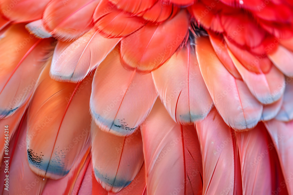 Poster abstract background with a close-up of colorful chicken feathers, macro photography of texture and p