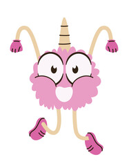 Dancing pink monster. Funny Halloween character.