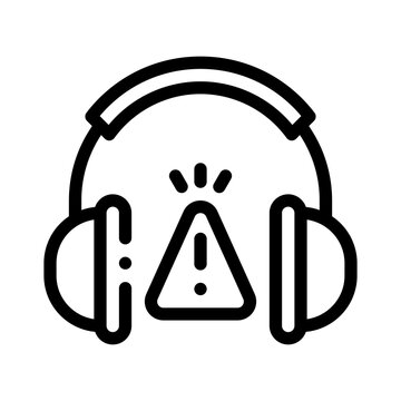 headphones with warning sign icon clip art preview