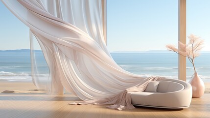 Interior design with beautiful curtains