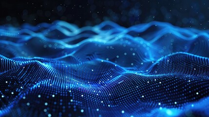 Abstract mesh of technology particles and points, illuminated by blue light, modern digital background