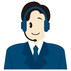コールセンターのオペレーター（男性）　おしゃれなベクターイラスト