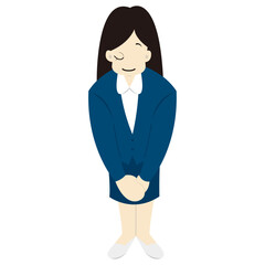 丁寧にお辞儀をするビジネスパーソンの女性　おしゃれなベクターイラスト