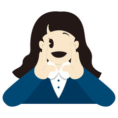 笑顔で応援するビジネスパーソンの女性　おしゃれなベクターイラスト