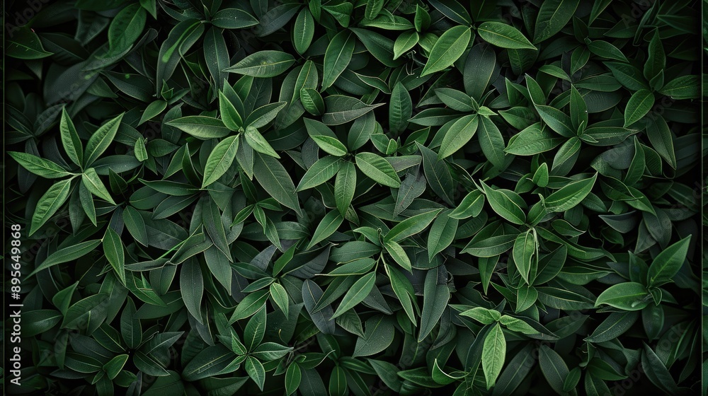 Poster dark green grass leaf texture with a dark border vignette, ideal for creating a sophisticated backgr