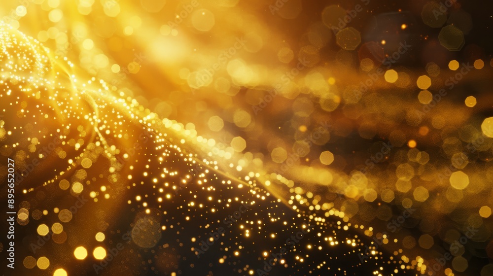 Poster abstract gold particle background for scientific and technical presentation