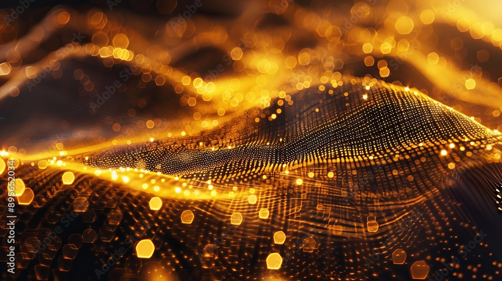 Poster abstract gold particle background for scientific and technical presentation