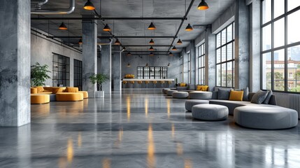 Hvac system installation under exposed ceiling before interior finishing with copy space for design