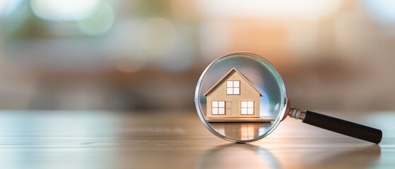 Magnifying glass examining a house, ideal for visuals related to the search for a new home
