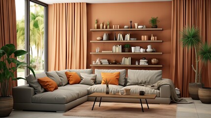 Room with Peach and burnt orange