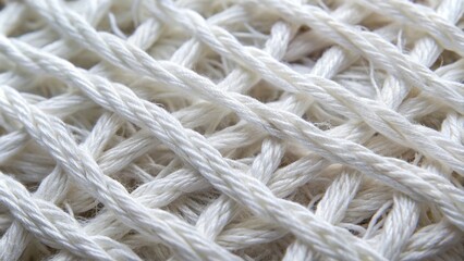 Intricate network of interwoven white synthetic fibers forms a soft, uniform background in precise macro photography of artificial cotton material.