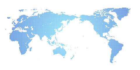 デジタルブロック調の世界地図