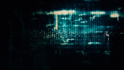Futuristic screen display matrix, hi-tech digital data telemetry with encrypted numbers, display dynamic background for computer desktop screen display format