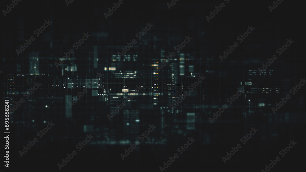 Aufkleber Futuristic screen display matrix, hi-tech digital data telemetry with encrypted numbers, display dynamic background for computer desktop screen display format