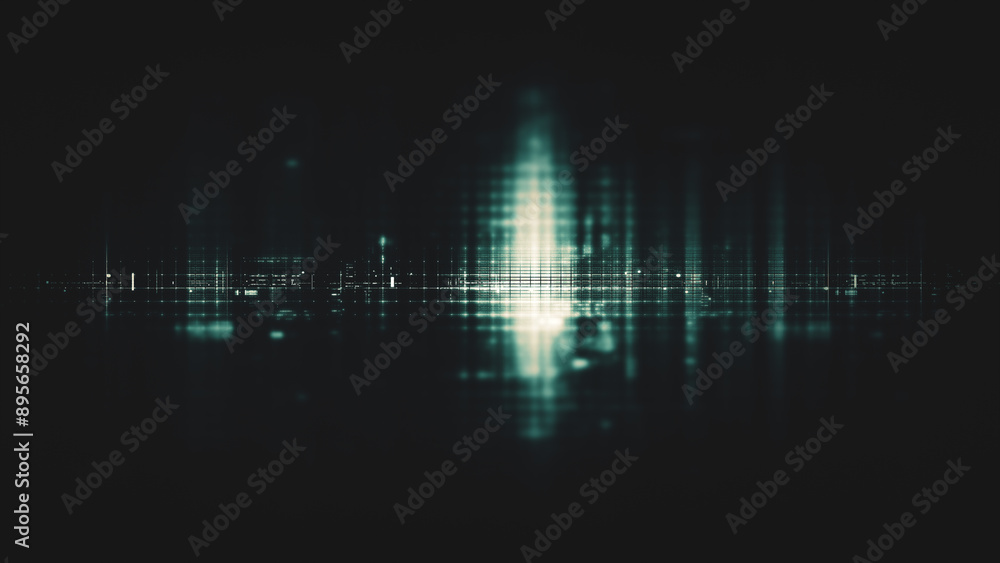 Fototapete Futuristic screen display matrix, hi-tech digital data telemetry with encrypted numbers, display dynamic background for computer desktop screen display format
