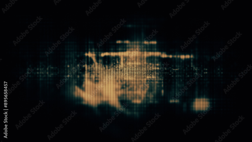 Leinwandbilder Futuristic screen display matrix, hi-tech digital data telemetry with encrypted numbers, display dynamic background for computer desktop screen display format