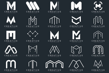 Mega logo collection, Abstract letter M logo design. icons for business
