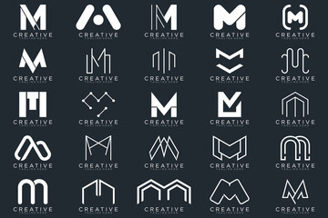 Mega logo collection, Abstract letter M logo design. icons for business