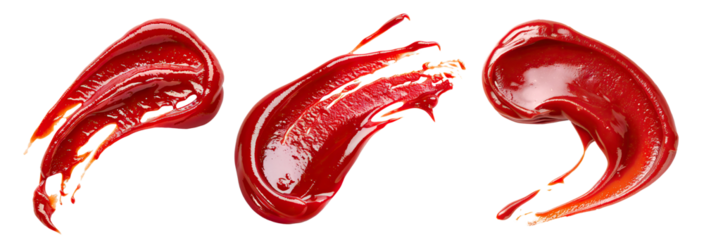 Set of red tomato ketchup splatters, cut out