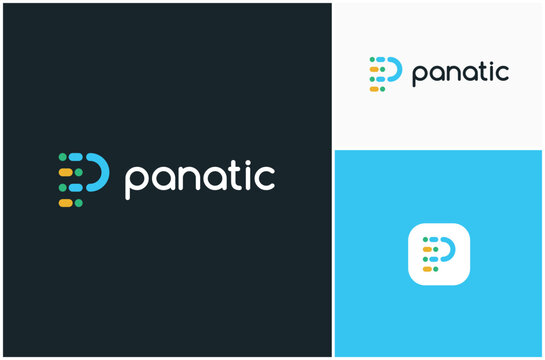 Letter P Data Digital Technology Solution Analysis Database Storage Vector Logo Design Illustration
