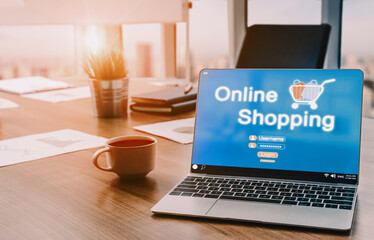 Online shopping and Internet Money Payment Transaction Technology. Modern graphic interface showing...