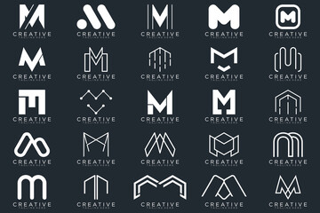Mega logo collection, Abstract letter M logo design. icons for business