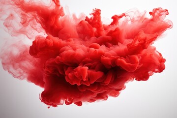 Abstract Red Ink Cloud,red smoke on a white background